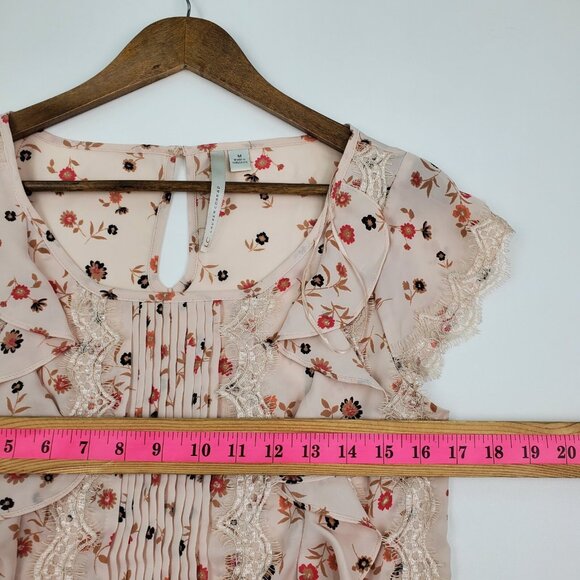 Lauren Conrad Floral Lace Ruffle Blouse Peplum Style Romantic Cottagecore Medium - Picture 12 of 13
